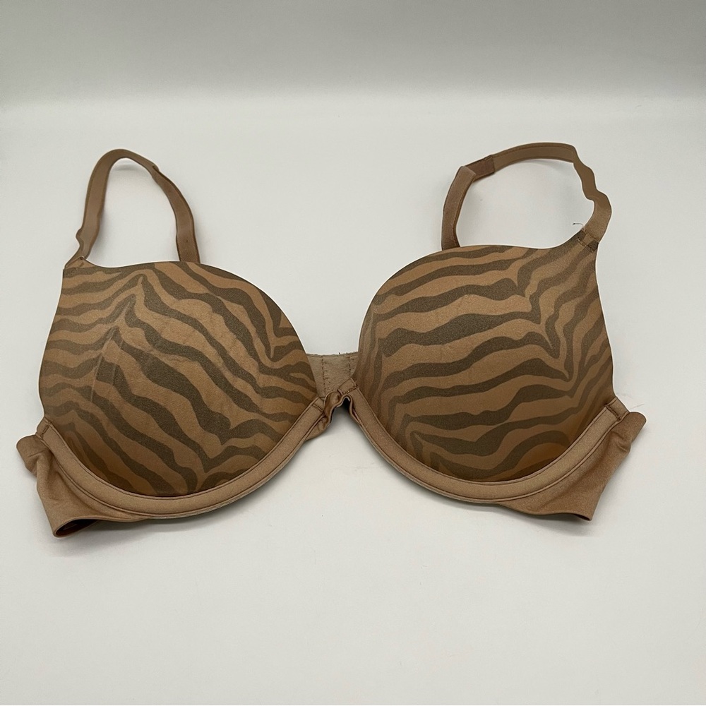 Hanes Beige and Black Zebra Print underwire Padded Bra Size 34C